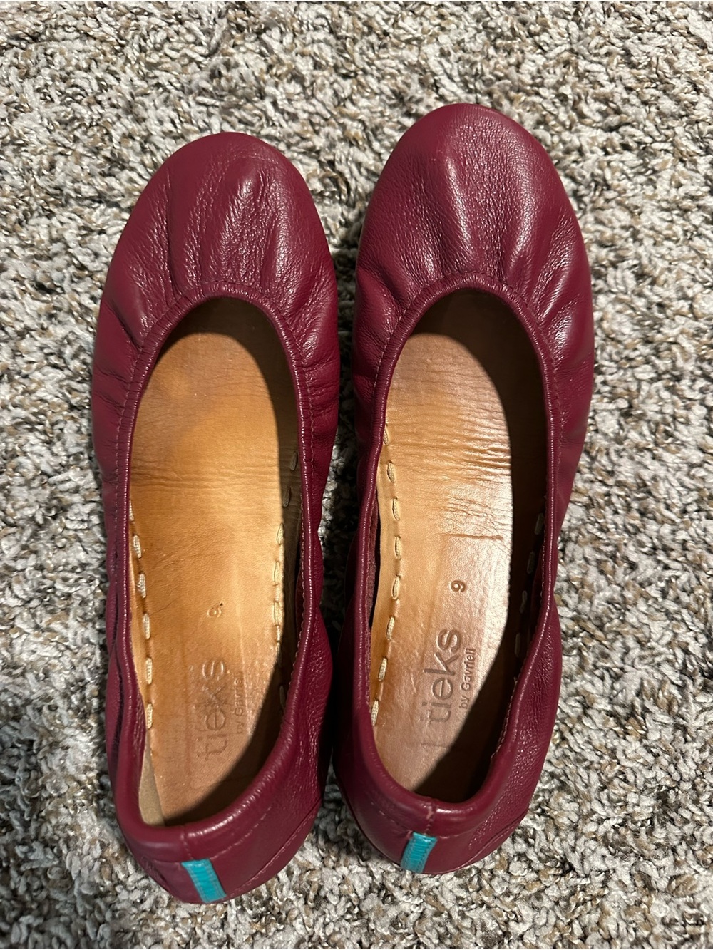 Tieks Burgundy Leather Ballet Flats - Picture 14 of 17